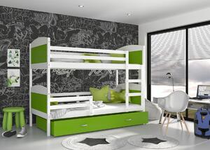 BabyBeds Dětská patrová postel s úložným prostorem MATYÁŠ bílá Velikost postele: 190x80 cm, Barva šuplíku: Bílá