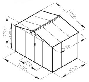 Zahradní domek ARES C 5,29 m² antracit + podlahová konstrukce ARES C IWH-10230003 + IWH-10240003
