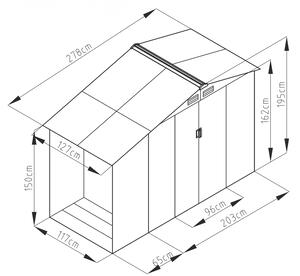 Zahradní domek LUCIFER A 3,53 m² antracit + podlahová konstrukce LUCIFER A IWH-10230025 + IWH-10240010