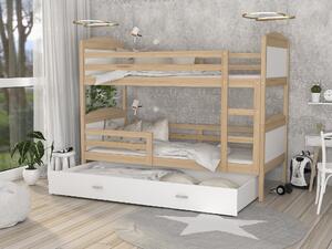 BabyBeds Dětská patrová postel s úložným prostorem MATYÁŠ borovice Velikost postele: 200x90 cm, Barva šuplíku: Grafit