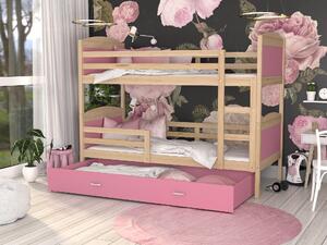 BabyBeds Dětská patrová postel s úložným prostorem MATYÁŠ borovice Velikost postele: 190x80 cm, Barva šuplíku: Bílá