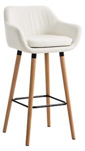 Barová židle Grant ~ koženka, dřevěné nohy natura - Bílá