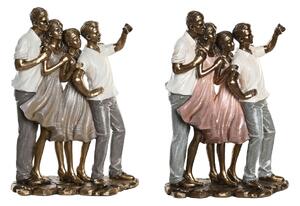 Dekorativní postava DKD Home Decor 18 x 10 x 25 cm Růžový Zlatá Bílý Rodina (2 kusů)