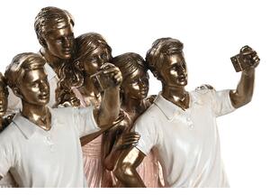 Dekorativní postava DKD Home Decor 18 x 10 x 25 cm Růžový Zlatá Bílý Rodina (2 kusů)