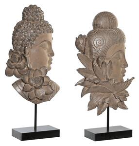 13493 Dekorativní postava DKD Home Decor 23 x 8 x 42 cm Černý Kaštanová Buddha Orientální (2 kusů)