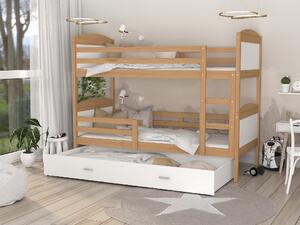 BabyBeds Dětská patrová postel s úložným prostorem MATYÁŠ olše Velikost postele: 190x80 cm, Barva šuplíku: Bílá