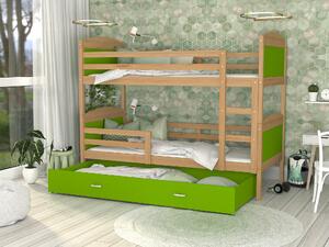 BabyBeds Dětská patrová postel s úložným prostorem MATYÁŠ olše Velikost postele: 190x80 cm, Barva šuplíku: Bílá