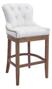 Barová židle Buckingham ~ kůže, dřevěné nohy světlá antik - Bílá