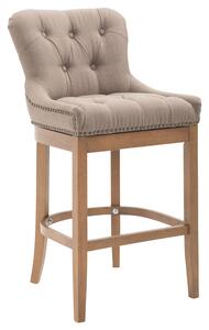 Barová židle Buckingham látka, dřevěné nohy světlá antik - Šedo-hnědá (Taupe)