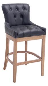 Barová židle Buckingham ~ kůže, dřevěné nohy světlá antik - Černá