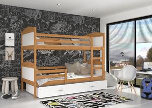 BabyBeds Dětská patrová postel s úložným prostorem MATYÁŠ olše Velikost postele: 190x80 cm, Barva šuplíku: Grafit