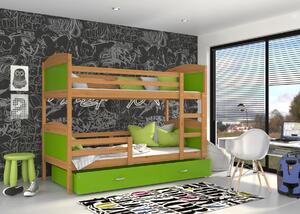 BabyBeds Dětská patrová postel s úložným prostorem MATYÁŠ olše Velikost postele: 190x80 cm, Barva šuplíku: Grafit