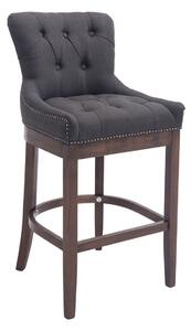 Barová židle Buckingham látka, dřevěné nohy tmavá antik - Tmavě šedá