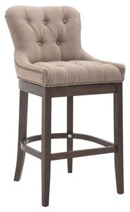 Barová židle Buckingham látka, dřevěné nohy tmavá antik - Šedo-hnědá (Taupe)
