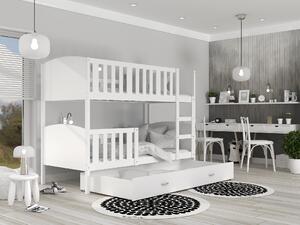 BabyBeds Dětská patrová postel s úložným prostorem TAMI bílá Velikost postele: 190x80 cm, Barva šuplíku: Grafit