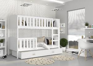 BabyBeds Dětská patrová postel s úložným prostorem TAMI bílá Velikost postele: 190x80 cm, Barva šuplíku: Modrá