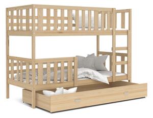 BabyBeds Dětská patrová postel s úložným prostorem NEMO borovice Velikost postele: 190x80 cm