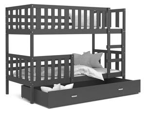 BabyBeds Dětská patrová postel s úložným prostorem NEMO šedá Velikost postele: 190x80 cm