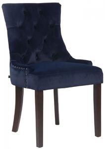 Jídelní židle Aberdeen ~ samet, dřevěné nohy antik tmavé - Modrá