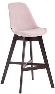 Barová židle Cannes ~ samet, dřevěné nohy cappuccino - Ružová