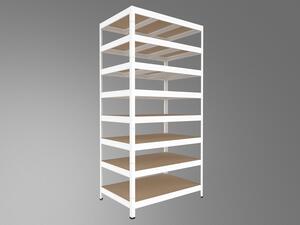 Kovový regál Biedrax 35 x 75 x 240 cm, bílý, 8 polic MDF, nosnost 300 kg na polici