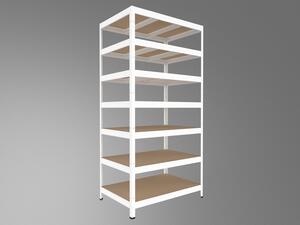 Policový regál Biedrax 60 x 90 x 240 cm, bílý, 7 polic MDF, nosnost 300 kg na polici