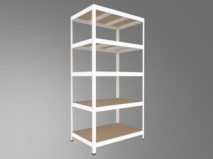 Policový regál Biedrax 35 x 120 x 240 cm, bílý, 5 polic MDF, nosnost 200 kg na polici