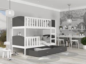 BabyBeds Dětská patrová postel s úložným prostorem TAMI bílá Velikost postele: 190x80 cm, Barva šuplíku: Bílá