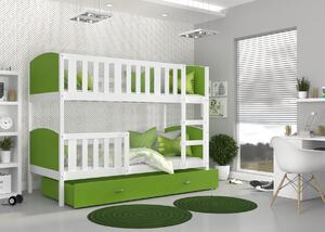 BabyBeds Dětská patrová postel s úložným prostorem TAMI bílá Velikost postele: 190x80 cm, Barva šuplíku: Grafit