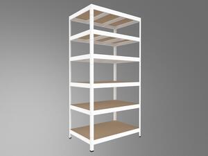Kovový regál Biedrax 60 x 120 x 240 cm, bílý, 6 polic MDF, nosnost 200 kg na polici