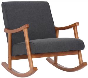 Houpací křeslo židle Morelia ~ látka, dřevěné nohy ořech - Tmavě šedá