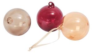 Skleněná vánoční ozdoba Roseate Translucent Ø 8 cm – set 3 ks