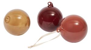 Skleněná vánoční ozdoba Roseate Opaque Ø 8 cm – set 3 ks