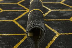 Makro Abra Moderní kusový koberec FESTIVAL 5871 Geometrický černý žlutý Rozměr: 60x100 cm
