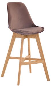 Barová židle Cannes ~ samet, dřevěné nohy natura - Hnědá