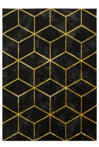 Makro Abra Moderní kusový koberec FESTIVAL 5871 Geometrický černý žlutý Rozměr: 60x100 cm