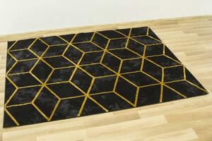 Makro Abra Moderní kusový koberec FESTIVAL 5871 Geometrický černý žlutý Rozměr: 100x200 cm
