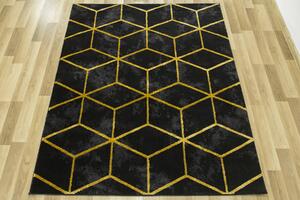 Makro Abra Moderní kusový koberec FESTIVAL 5871 Geometrický černý žlutý Rozměr: 100x200 cm