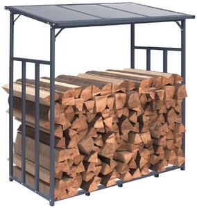 Přístřešek na palivové dřevo Ruston XXL ~ 185x70x185 cm, kov antracit