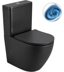 WC kombi Cesso, Vortex - vírové splachování + Slim/SoftClose sedátko - spodní/zadní odpad - černá matná - 61,8x38 cm