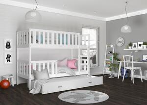 BabyBeds Dětská patrová postel s přistýlkou NEMO bílá Velikost postele: 190x80 cm