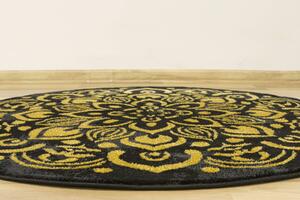Makro Abra Kulatý moderní koberec Festival Gold 5866A Ornament černý žlutý Rozměr: průměr 100 cm