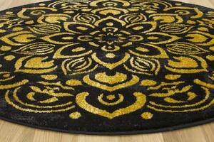 Makro Abra Kulatý moderní koberec Festival Gold 5866A Ornament černý žlutý Rozměr: průměr 120 cm