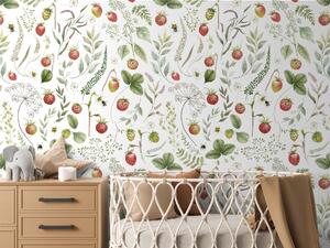 Tapeta lesní jahody - Strawberry Hill Materiál: Samolepicí tkaný eko materiál - samolepicí tapeta