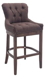 Barová židle Buckingham látka, dřevěné nohy tmavá antik - Hnědá