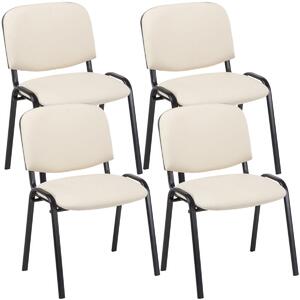 4x Stohovatelná konferenční židle Ken koženka - Krémová