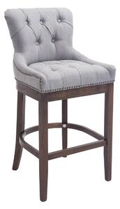 Barová židle Buckingham látka, dřevěné nohy tmavá antik - Světle šedá