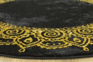 Makro Abra Kulatý moderní koberec Festival Gold 5868A Ornament černý žlutý Rozměr: průměr 100 cm