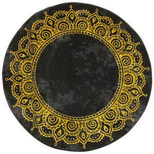 Makro Abra Kulatý moderní koberec Festival Gold 5868A Ornament černý žlutý Rozměr: průměr 100 cm