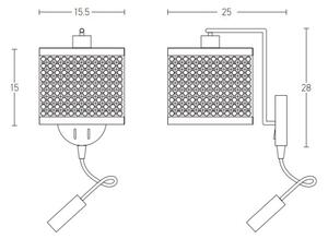 Zambelis 20355 - LED Nástěnná lampa 1xE27/40W + LED/3W/230V ratan